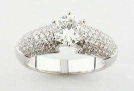 18k or Blanc Diamant Soltiaire Bague W/Pierre Accents Tdw = 2.37 CT Taille 7 - £4,962.64 GBP