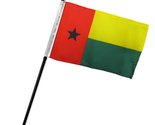 AES Guinea Bissau 4&quot;x6&quot; Flag Desk Set Table Stick Gold Base Premium Vivi... - $4.44