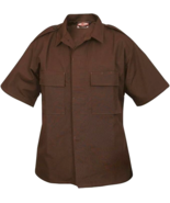 NWT TRU-SPEC 2 POCKET  DARK BROWN SHORT SLEEVE BUTTON UP UNIFORM SHIRT L... - $21.86
