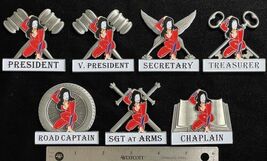 Widows Sons Masonic Riders Assn “Widow” set of 7 Officer Pins Freemason - $137.75