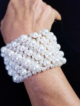 Created Pearl Bridal Bracelet: Elegant and Glamorous Accessory for Any Occasion, - £35.37 GBP