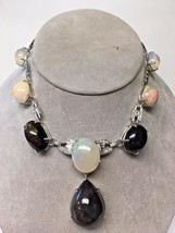 Jumbo 112ct Ethiopian Harlequin Black welo Opal Diamond Platinum Necklace Choker - £46,725.76 GBP