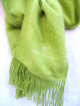 Lime Green Alpaca Camargo Scarf Made in Peru 78 x 9 Soft and Fuzzy Signed - $15.20