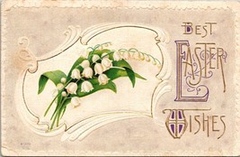 Best Easter Wishes - White Flowers - Embossed Vintage Posted Postcard - £9.79 GBP