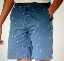 Nautical Anchor Amazon Essentials Mens Chinos Shorts Blue Flat Front Poc... - £11.70 GBP