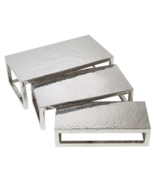 SILVER BUFFET RISERS 3 Piece Rectangular Riser Set Hammered Stainless TR... - $689.04