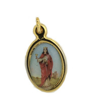 3 Gold Toned Base with Epoxy Image Catholic Saint Barbara Medal Pendant ... - £7.84 GBP