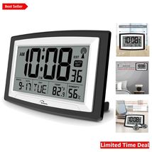 12.5 Inch Atomic Wall Clock with Alarm - Easy Read for Seniors, Temp &amp; H... - $72.22