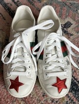 Gucci Ace Star Sneakers White Leather Metallic Red Green Blue Women’s SZ 6 (36) - £265.85 GBP