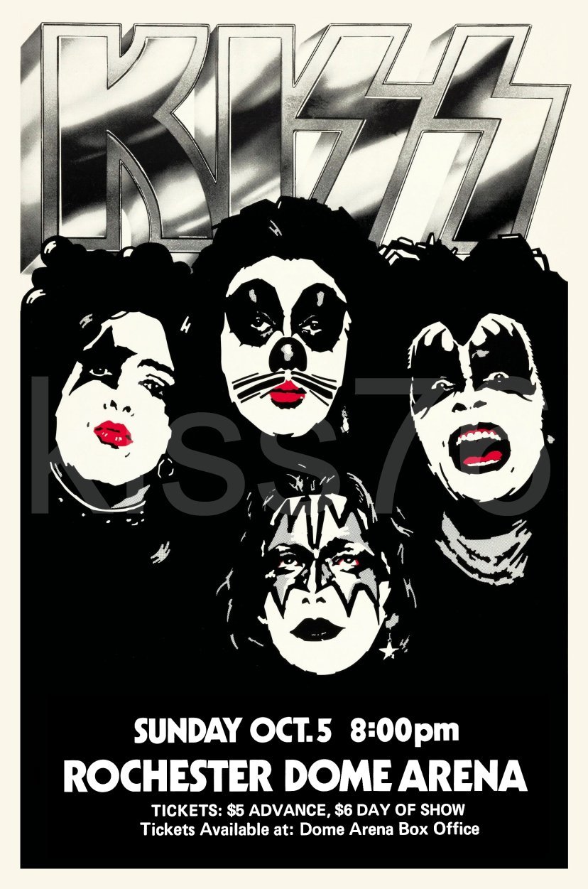 KISS Rochester Arena 1975 20 x 30 Bordered Custom Poster. - $40.00