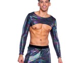 Rainbow Shimmer Crop Top Camouflage Long Sleeves Muscle Shrug Black 6531 - $31.49