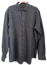 Paul Fredrick Shirt Mens XL 17x37 Button Up Long Sleeve Plaid Dark Brown - £14.83 GBP