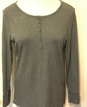 Felina Womens Long Sleeve Rib Knit T Shirts Gray XL - $6.90
