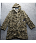 Rene Rofe Sleepwear Robe Womens Large Multi Sherpa Fleece Hooded Button ... - $33.31 CAD