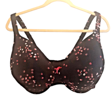 40G Cacique Bra Black Floral Print Lightly Lined Underwire Full Coverage - $30.84