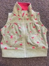 Carters Girls Gray Pink Hearts Fleece Zip Up Vest Heart Pockets 3 Months - £3.91 GBP