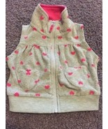 Carters Girls Gray Pink Hearts Fleece Zip Up Vest Heart Pockets 3 Months - £3.92 GBP