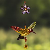 Five Tone Acrylic Hummingbird Hanging Ornament with Flowers Color Option (Multi- - £23.58 GBP+