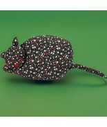 Vtg Door Stop Weighted Handmade Pillow Cat Black With Floral Design - $555.30 MXN