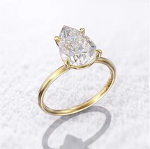 11.5x7.5MM / 2.5 CT Pear Shaped Engagement Ring In 14k yellow gold Plated - £77.13 GBP