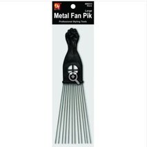 Afro Fan Pick w/Black Fist - Metal African American Hair Comb (Large) - $7.95+