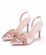 Crystal Queen Women Bridal Wedding Shoes Platform High Heel Red Rhinesto... - £32.41 GBP