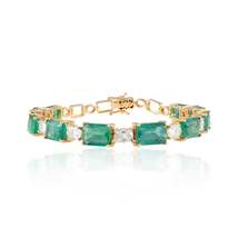 18K Gold Octagon Emerald Diamond Tennis Bracelet - £9,918.40 GBP
