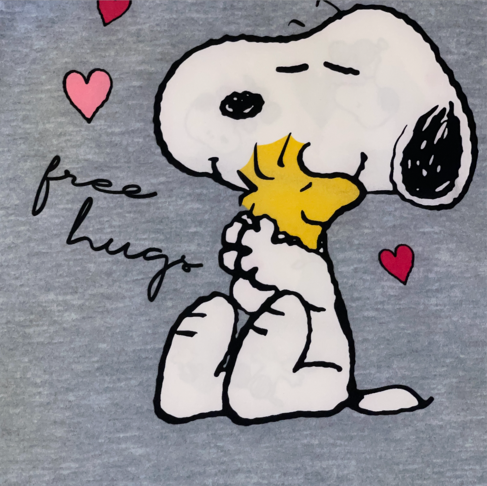 Peanuts Scrub Top Size XL Stretch Snoopy Woodstock Free Hugs Hearts White Love Item image 3