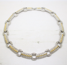 Stylish Vintage Silver &amp; Gold Plated Collar Chunky Bar Link NECKLACE Jew... - £27.55 GBP