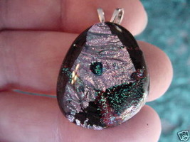 (#DL-624) Dichroic Fused Glass Pendant Jewelry Purple Teal Red - £23.07 GBP