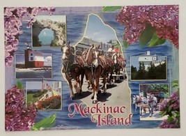 Postcard Mackinac Island Collage Points of Interest Michigan USA Horses Fort - £7.03 GBP