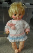 Vintage 1974 Horsman Plastic and Vinyl Blonde Baby Girl Doll 13&quot; Tall - £17.22 GBP