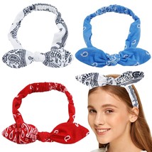 3 Pieces Bandana Headband Knot Retro Print Headbands Paisley Print Headband Boho - £17.82 GBP