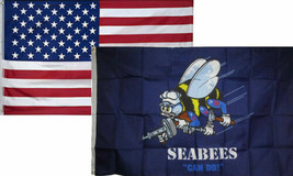 3x5 Wholesale Combo USA American & Navy Seabees Can Do (FI) Flag 3'x5' 2 Pack - £22.69 GBP