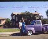 35 mm color slide * Jan 59 Couple Posing in front of nice Purple Truck M... - $5.45
