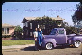 35 mm color slide * Jan 59 Couple Posing in front of nice Purple Truck M... - $5.45
