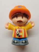 Fisher Price Little People Construction Worker w/ Moustache Orange Hard Hat 2016 - £7.90 GBP