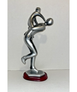 Silvertone 16&quot; Girl Piggy-back Ride with Dad Figurine Statute Wooden Base - $399.67 MXN