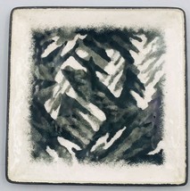 Vintage Black Modernist Ceramic Dish Tray Square 4.5&quot; x 4.5&quot; MCM - $9.49