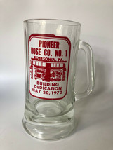 Vintage Pioneer Hose Robesonia Glass Mug Fireman Building Dedication 7&quot; ... - £19.65 GBP