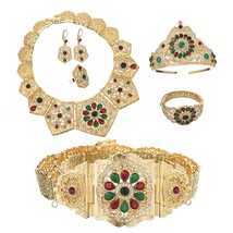 Luxury Wedding Jewelry Set Crystal Necklace For Women Arab Muslim Dress Jewelry  - £83.33 GBP