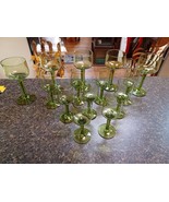 MCM Olive Avocado Green Port Wine Stem Goblets Glasses Set of 14 - $1,849.42 MXN