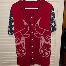 Vtg NBA Chicago Bulls Red Button Up Jersey Mens Large July 4th USA - £15.71 GBP
