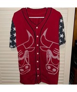 Vtg NBA Chicago Bulls Red Button Up Jersey Mens Large July 4th USA - £15.64 GBP