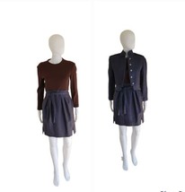 Vintage Geoffrey Beene Wool Fitted Dress And Jacket blue brown Size 6 - $841.50