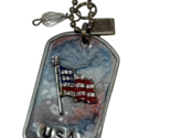 Kate Mesta USA Crystal Flag Patriotic Dog Tag  Necklace  Art to Wear New - £15.78 GBP