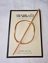 The Hair Edit Soft Gold Hoop &amp; Pin Hair Slide Metal Loop Barrette New - $11.17
