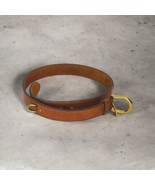 Gap Brown Leather Belt 36 Brass Oval Buckle Loops Vintage - $407.06 MXN