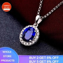 Xury created blue sapphire pendant necklace women tibetan silver chain necklace wedding thumb200