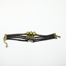 Turtle Feather Infinity Black Leather Bracelet - $8.90